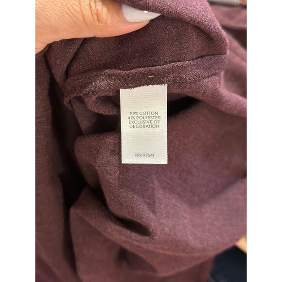 J. Jill Women’s Beaded Embroidered Floral Shirt M Purple Cottagecore Boho Hippie - Picture 6 of 7